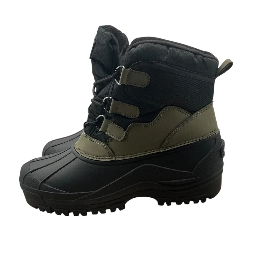 Polar Range Peak-01 Mens Winter Boots Waterproof Duck Boots Olive Black Size 11
